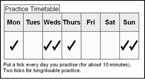 piano practice timetable